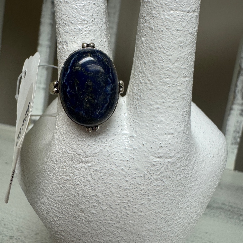 Sterling Silver & Blue Lapis Gemstone Stone Ring - Picture 3 of 6